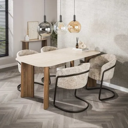 2er Set Stuhl Harmony | mit Schwinger-Gestell | Alura-Stoff / Chenillegewebe | sand