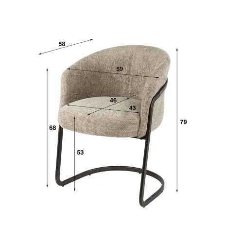2er Set Stuhl Harmony | mit Schwinger-Gestell | Hoven-Stoff / Chenillegewebe | sand