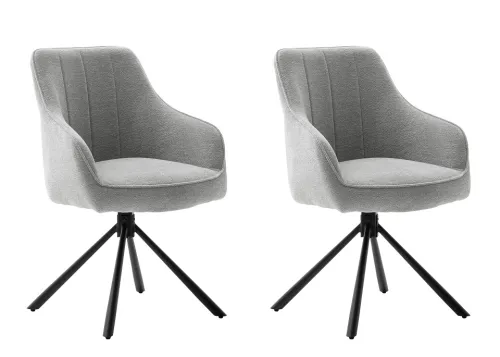 2er Set Stuhl Kasama mit Armlehnen | drehbar | hellgrau