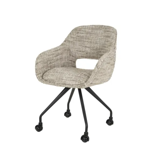 2er Set Stuhl Kebano | auf Rollen | mit Armlehnen | sandfarbe