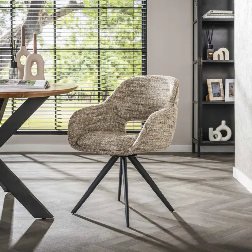 2er Set Stuhl Kebano | drehbar | mit Armlehnen | sandfarbe