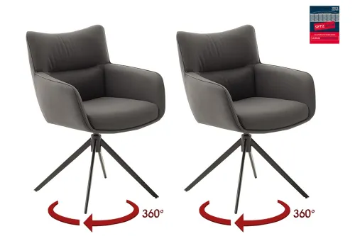 2er Set Stuhl Limone 2 mit Armlehnen | drehbar | anthrazit