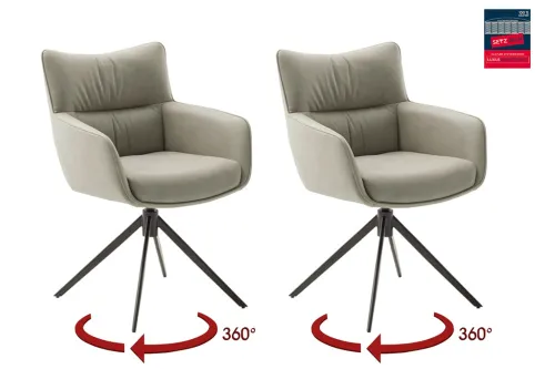 2er Set Stuhl Limone 2 mit Armlehnen | drehbar | weiß / creme