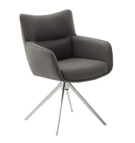 2er Set Stuhl Limone 2 mit Armlehnen | Edelstahl | drehbar | anthrazit