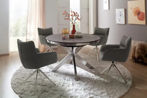 2er Set Stuhl Limone 2 mit Armlehnen | Edelstahl | drehbar | anthrazit