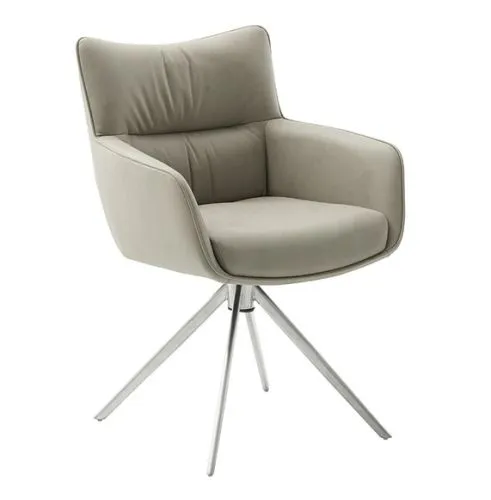 2er Set Stuhl Limone 2 mit Armlehnen | Edelstahl | drehbar | weiß / creme