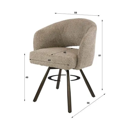 2er Set Stuhl Liva | Bouclé | drehbar | sand-braun