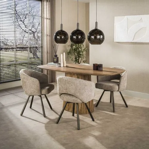 2er Set Stuhl Liva | Cargo | drehbar | sand-braun