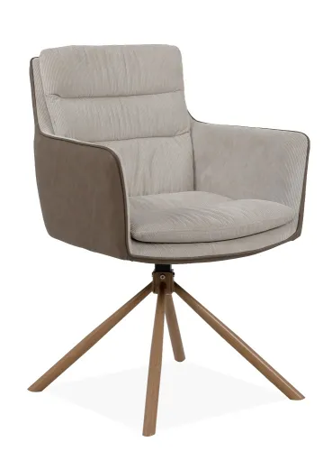 2er Set Stuhl Logan mit Armlehnen | drehbar | braun / beige