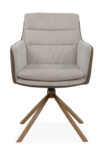 2er Set Stuhl Logan mit Armlehnen | drehbar | braun / beige