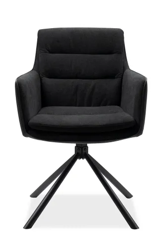 2er Set Stuhl Logan mit Armlehnen | drehbar | Schwarz / Anthrazit