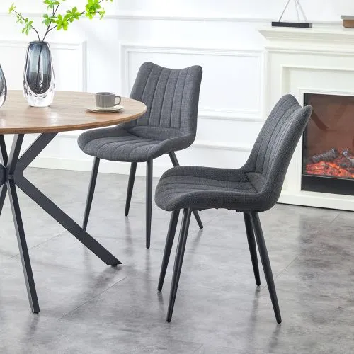 2er Set Stuhl Lotta | Webstoff | Anthrazit