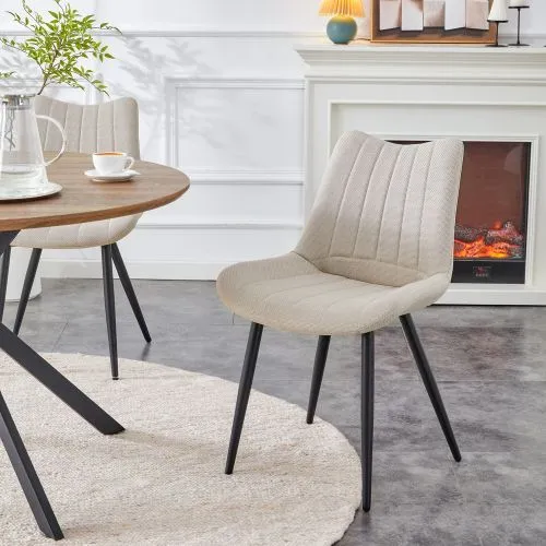 2er Set Stuhl Lotta | Webstoff | creme