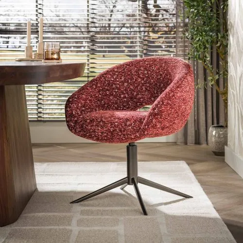 2er Set Stuhl Mirabel | drehbar | Delviro Stoff | bordeauxrot-braun