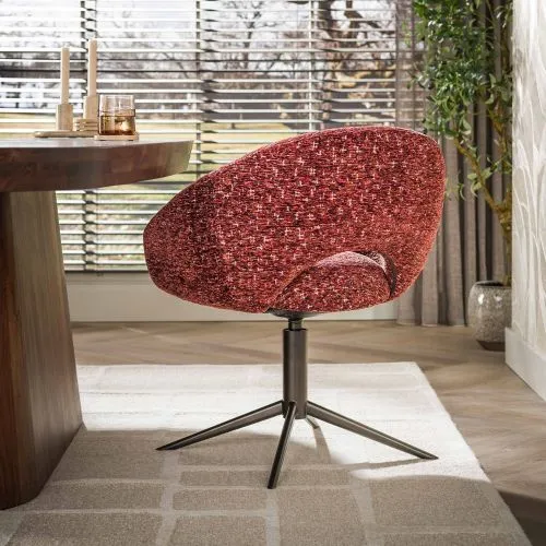 2er Set Stuhl Mirabel | drehbar | Delviro Stoff | bordeauxrot-braun