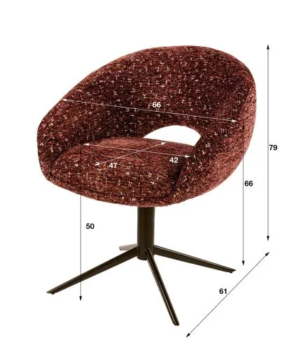 2er Set Stuhl Mirabel | drehbar | Delviro Stoff | bordeauxrot-braun