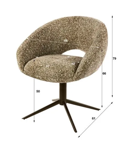 2er Set Stuhl Mirabel | drehbar | Delviro Stoff | champagner-braun