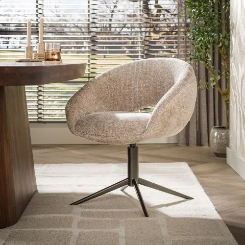 2er Set Stuhl Mirabel | drehbar | Hoven Stoff / Chenille | sand-braun