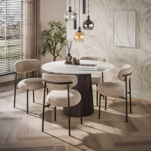 2er Set Stuhl Nest | Boucle | sand-braun