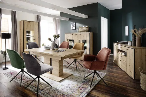 2er Set Stuhl Ottawa | drehbar | Vintage Velours-Optik | Samt | olive