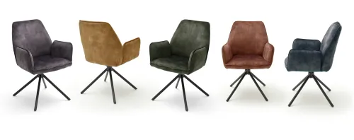 2er Set Stuhl Ottawa | mit Armlehnen | Samt | petrol