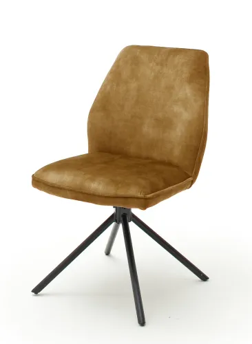 2er Set Stuhl Ottawa | Vintage Velours-Optik | curry