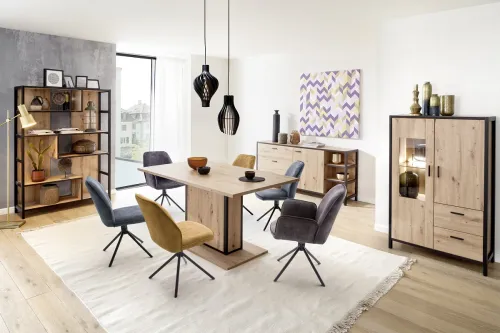 2er Set Stuhl Ottawa | Vintage Velours-Optik | petrol