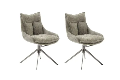 2er Set Stuhl Parker | Edelstahl | drehbar | braun / cappuccino