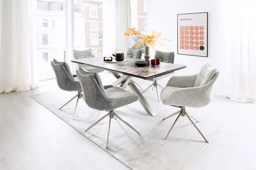 2er Set Stuhl Parker | Edelstahl | drehbar | braun / cappuccino