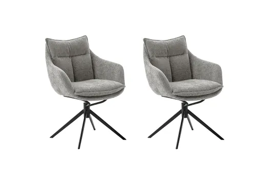 2er Set Stuhl Parker mit Armlehnen | drehbar | anthrazit / grau