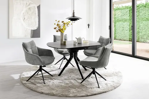 2er Set Stuhl Parker mit Armlehnen | drehbar | anthrazit / grau