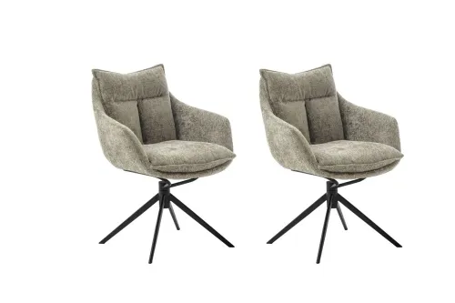 2er Set Stuhl Parker mit Armlehnen | drehbar | braun / cappuccino