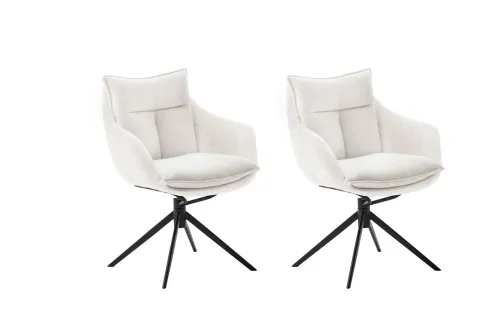 2er Set Stuhl Parker mit Armlehnen | drehbar | weiß / creme