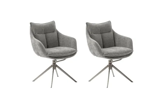 2er Set Stuhl Parker mit Armlehnen | Edelstahl | drehbar | anthrazit / grau