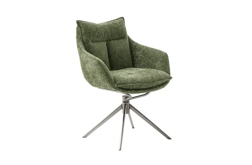 2er Set Stuhl Parker mit Armlehnen | Edelstahl | drehbar | grün / olive