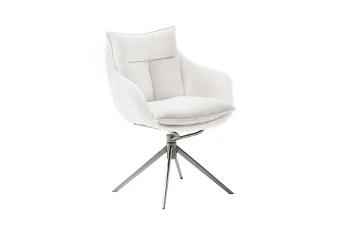 2er Set Stuhl Parker mit Armlehnen | Edelstahl | drehbar | weiß / creme