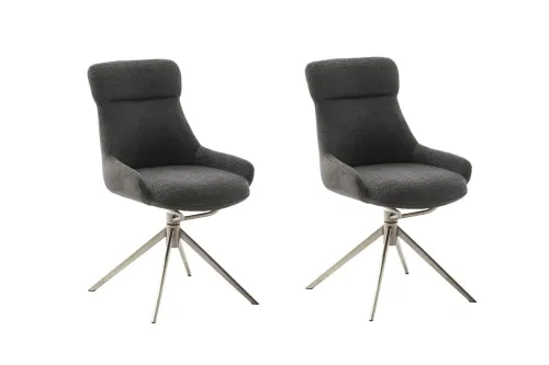 2er Set Stuhl Pelion | Edelstahl | drehbar | anthrazit