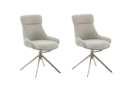 2er Set Stuhl Pelion | Edelstahl | drehbar | grau / lichtgrau