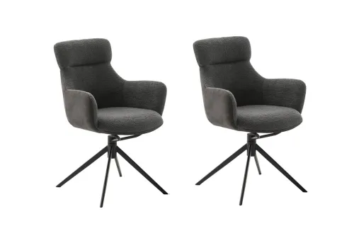 2er Set Stuhl Pelion mit Armlehnen | drehbar | anthrazit