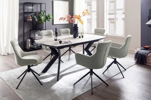 2er Set Stuhl Pelion mit Armlehnen | drehbar | grau / lichtgrau