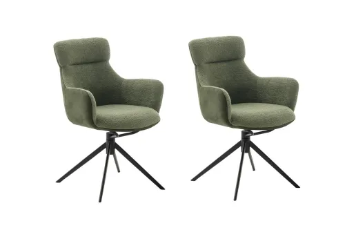 2er Set Stuhl Pelion mit Armlehnen | drehbar | olive