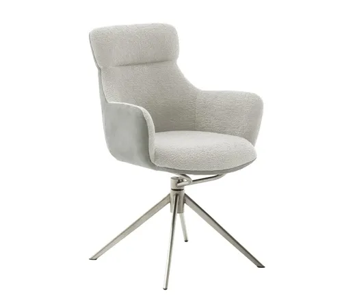 2er Set Stuhl Pelion mit Armlehnen | Edelstahl | drehbar | grau / lichtgrau