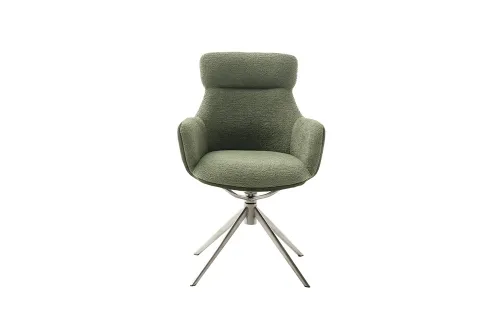 2er Set Stuhl Pelion mit Armlehnen | Edelstahl | drehbar | olive