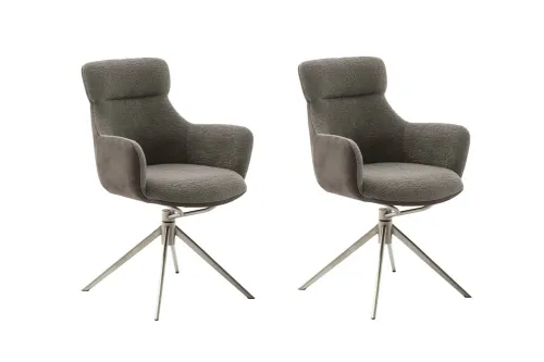 2er Set Stuhl Pelion mit Armlehnen | Edelstahl | drehbar | schlamm