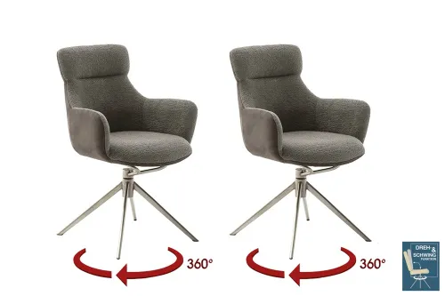 2er Set Stuhl Pelion mit Armlehnen | Edelstahl | drehbar | schlamm