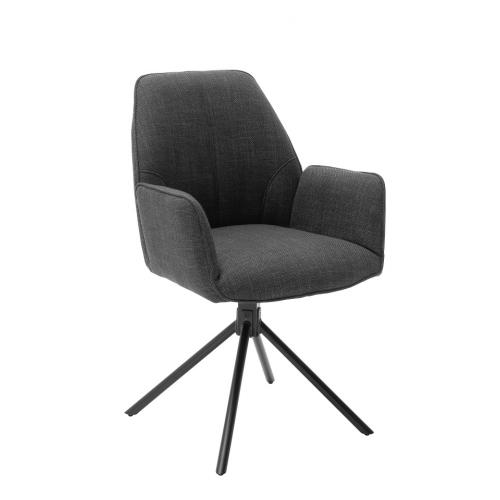 2er Set Webstoff Stuhl | drehbar | mit Pemba Cappuccino | Armlehnen
