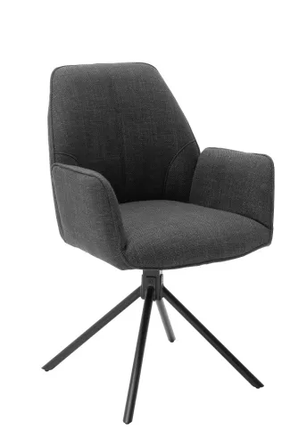 2er Set Stuhl Pemba mit Armlehnen | drehbar | Webstoff | anthrazit