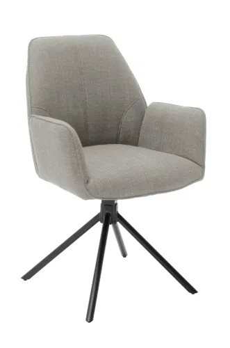 2er Set Stuhl Pemba mit Armlehnen | drehbar | Webstoff | Cappuccino