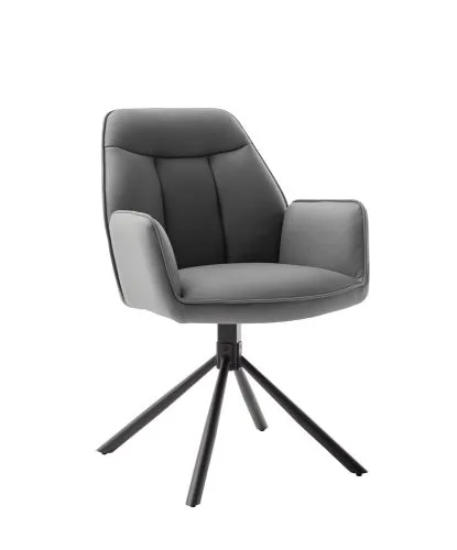 2er Set Stuhl Rafaela mit Armlehnen | drehbar | anthrazit / schwarz matt