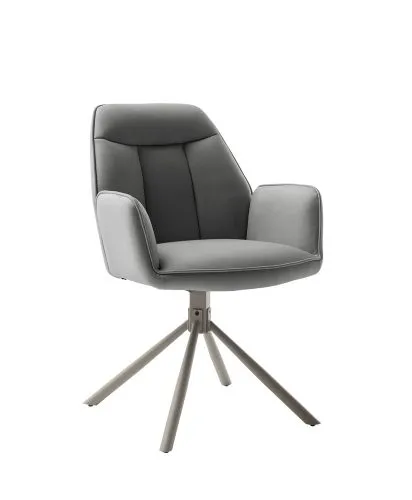 2er Set Stuhl Rafaela mit Armlehnen | drehbar | anthrazit / taupe matt